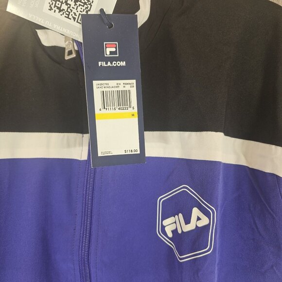 Fila Sanz Wind Full Zip Windbreaker Jacket - Purple/Black/White - Men's Size M - Picture 3 of 7